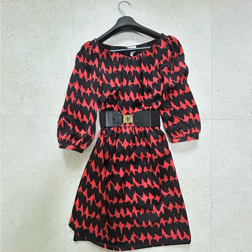 Milly of New York Black and Red Patterned Dress